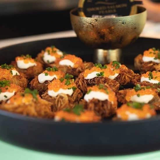 A Platter of finger food, brought around by our wait staff at a wedding